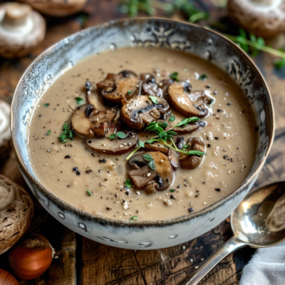 Veloute de châtaignes et champignons