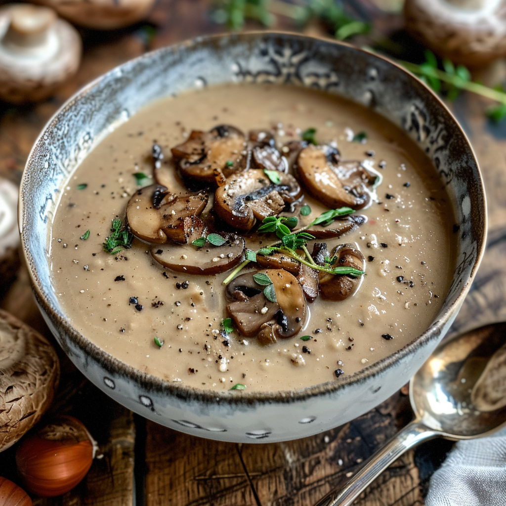 Velouté de châtaignes et champignons